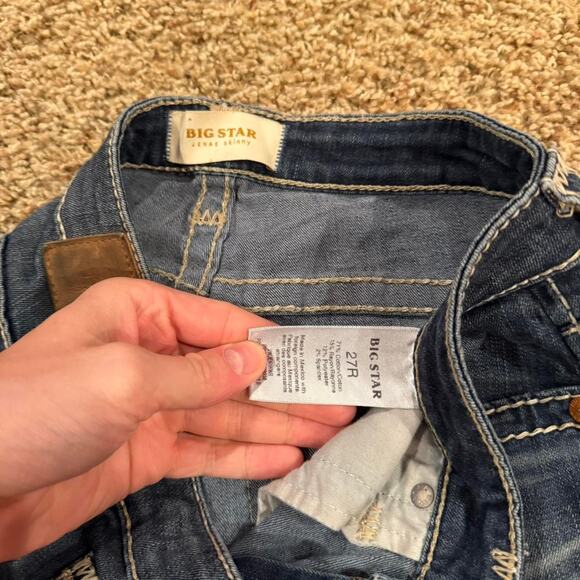 Big Star Y2K Women’s Jenae Skinny Blue Denim Jeans Thick Stitch Cowgirl Sz.27R - Picture 4 of 7